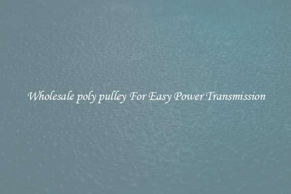 Wholesale poly pulley For Easy Power Transmission