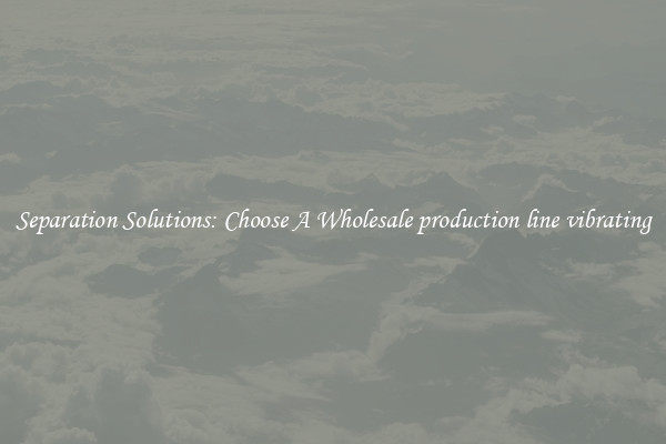 Separation Solutions: Choose A Wholesale production line vibrating
