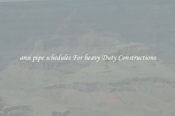 ansi pipe schedules For heavy Duty Constructions